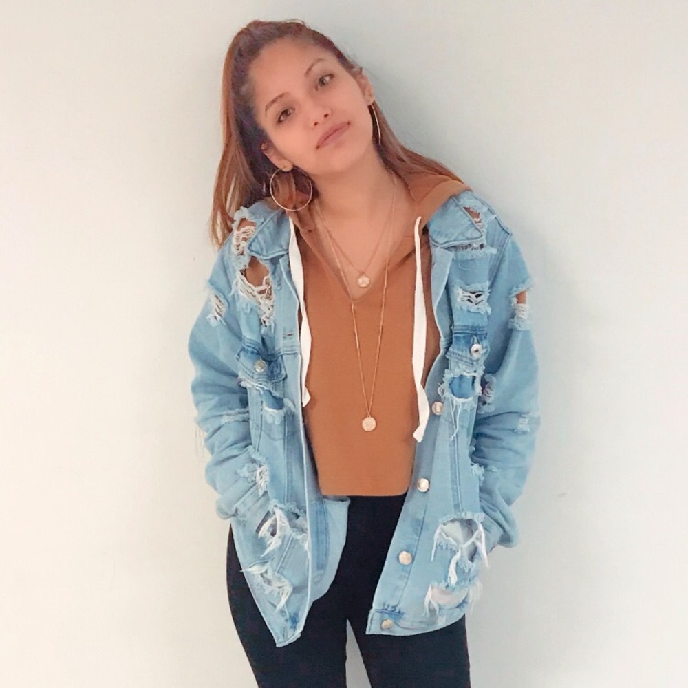 Distressed Light Blue Denim Jacket